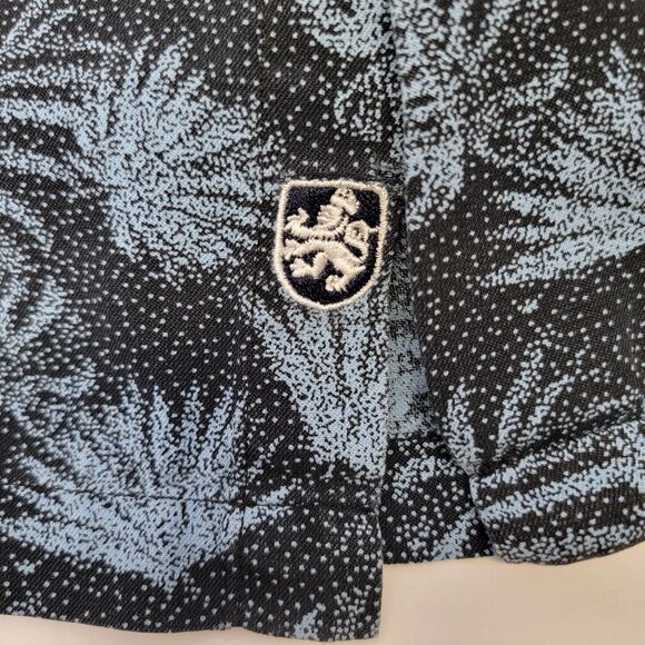 Nat Nast Shirt Mens Large Blue Palm Leaf Pattern Silk Cotton Button Up Resort - Picture 11 of 14